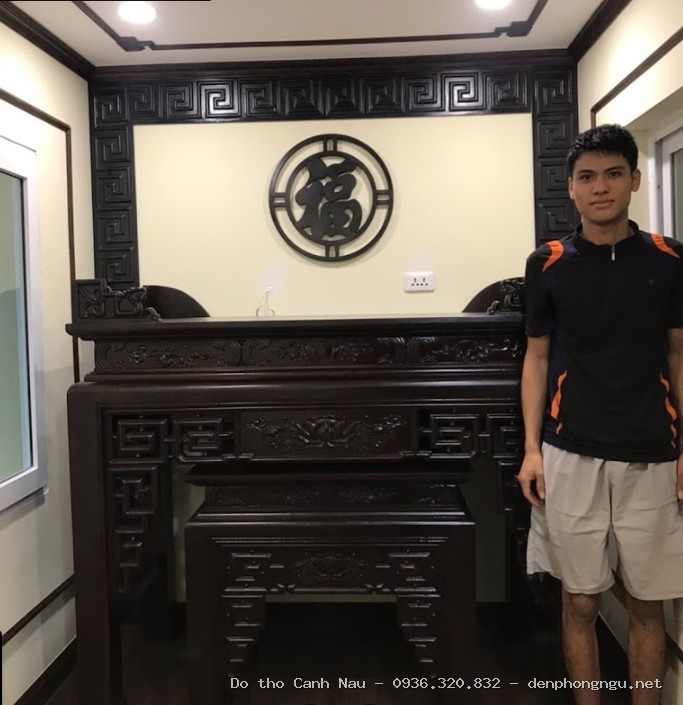 Bàn thờ đẹp chung cư và vách trang trí CNC đồng bộ tại Hà Đông Gia Lâm