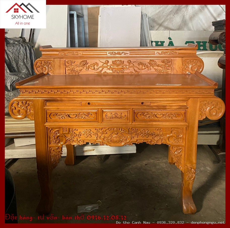 Bàn Thờ Gỗ Hương Đỏ Phúc Lộc Thọ BTH03 tại Ba Đình