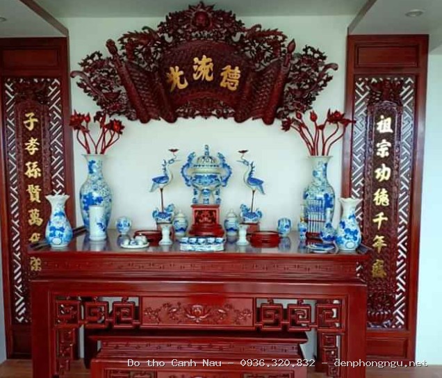 Bàn thờ phật chung cư Vạn Liên gỗ Gõ tại Thanh Xuân - Hai Bà Trưng