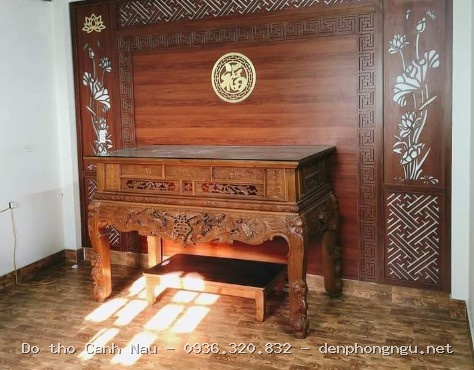 Bàn thờ phật nhỏ gọn mẫu Tam liên tại Cầu Giấy - Nghệ nhân Sơn Vũ