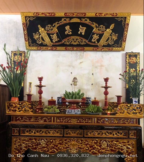 Mẫu Bàn thờ Như Ý cùng bàn thờ phụ tại Hoàng Mai - Nghệ nhân Sơn Vũ
