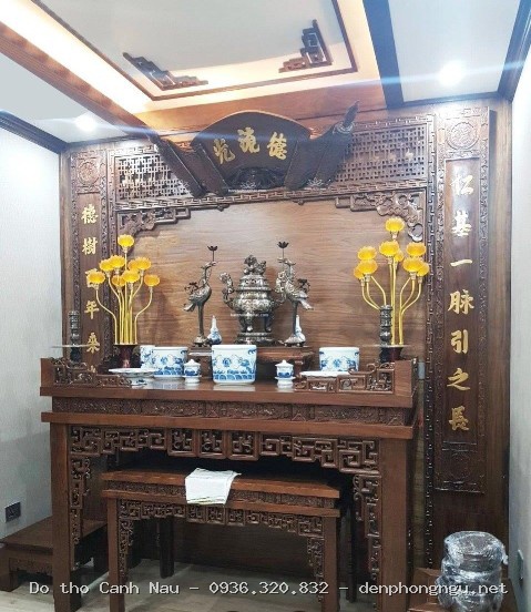 Mẫu bàn thờ phật chung với gia tiên tại Ba Đình