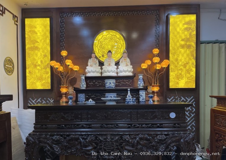Mẫu bàn thờ tổ tiên sen triện tại Nam Từ Liêm - Nghệ nhân Sơn Vũ