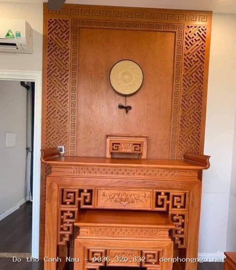 Mẫu bàn thờ trơn đẹp cùng tủ nhỏ đục chữ Thọ tại Tây Hồ - Nghệ nhân Sơn Vũ