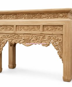 Combo nội thất phòng thờ bàn thờ án gian và sập ngũ phúc kim tiền gỗ gụ Lào