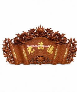 Cuốn thư câu đối Mai Hóa Long gỗ gụ Lào đục thủ công chữ Nho Đức Lưu Quang