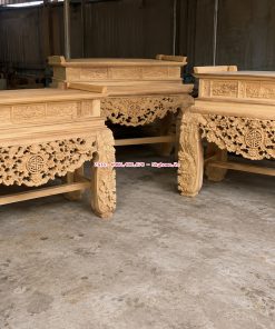 Lô bàn thờ gỗ gụ Lào dựng mộc chuẩn bị bàn giao dịp Tết
