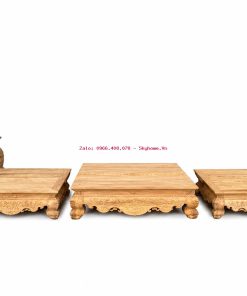 Đơn hàng nội thất phòng thờ gỗ gụ Lào tại Hà Nội gồm vua sập thờ Nhị cấp, cuốn thư Mai Hóa Long và sập trơn chân quỳ