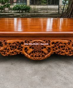 Sập gỗ gụ Lào Ngũ Phúc Kim Tiền rộng 1,80 m chạm thủ công giá 27 triệu tại Đồ thờ Canh Nậu