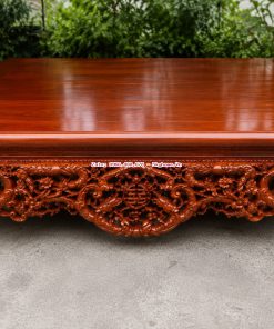 Sập gỗ gụ Lào Thập Ngũ Phúc Kim Tiền kích thước 2,40 m chạm thủ công tại Đồ thờ Canh Nậu
