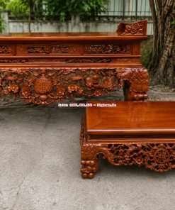 Sập thờ Mai điểu gỗ gụ Lào 2,17m dạ 10 phân liền nguyên khối chạm thủ công