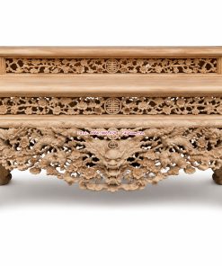 Vua sập thờ Mai điểu gỗ gụ Lào 2,17m dạ 12 phân liền nguyên khối chạm thủ công