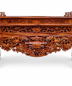 Vua sập thờ Mai Điểu nhị cấp gỗ gụ Lào 2,17 x 1,07 m dạ 12 cm đục thủ công